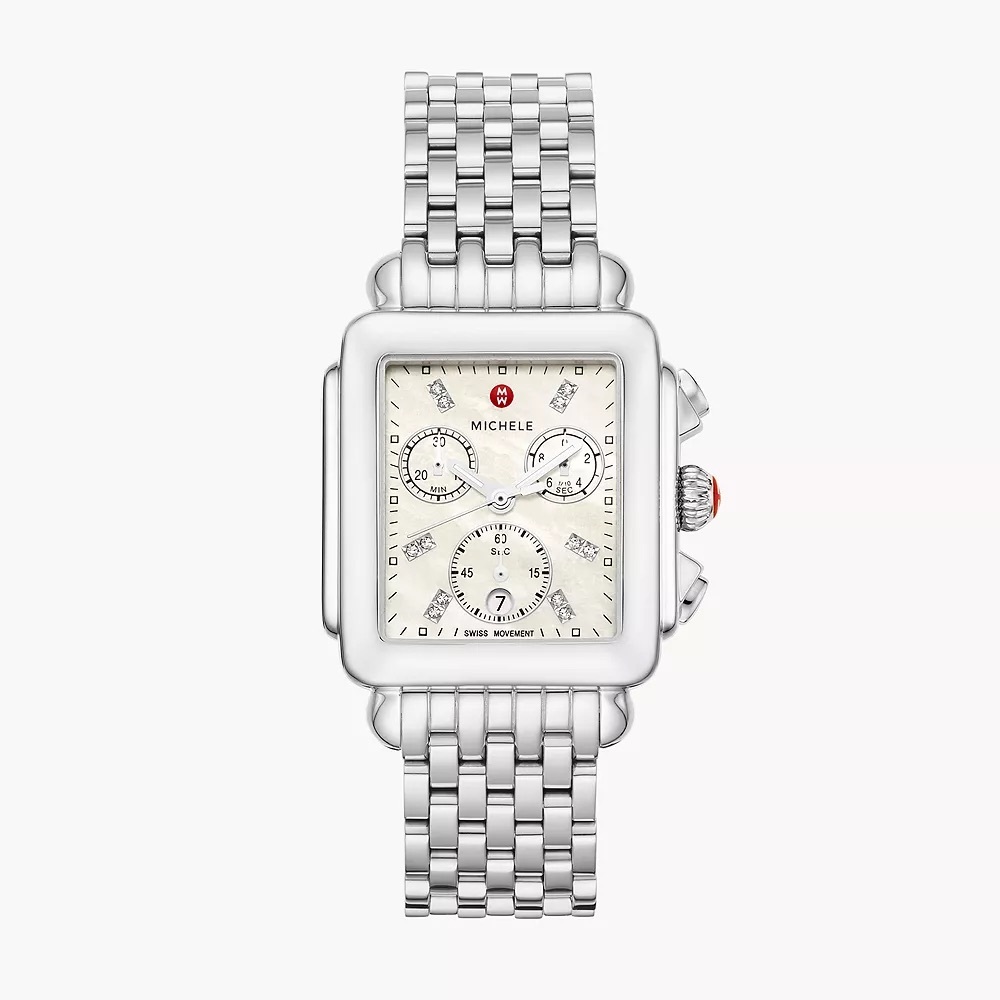 Michele Deco Diamond Stainless Steel Watch